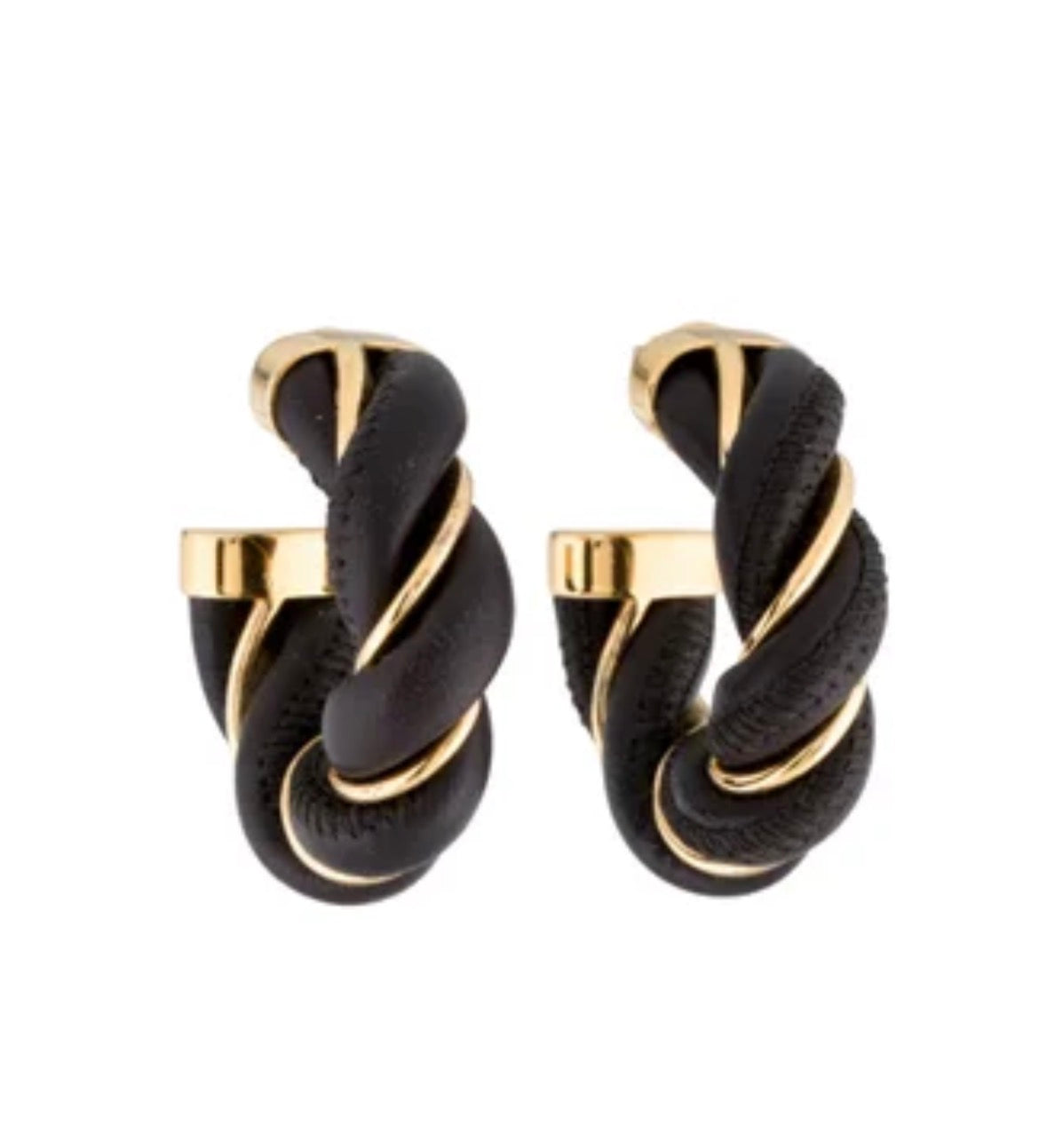 Twisted Leather Hoops