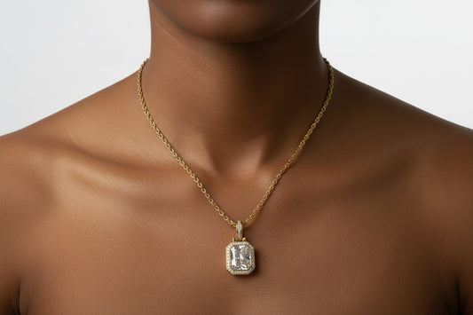 Georgian Emerald Cut Pendant Necklace