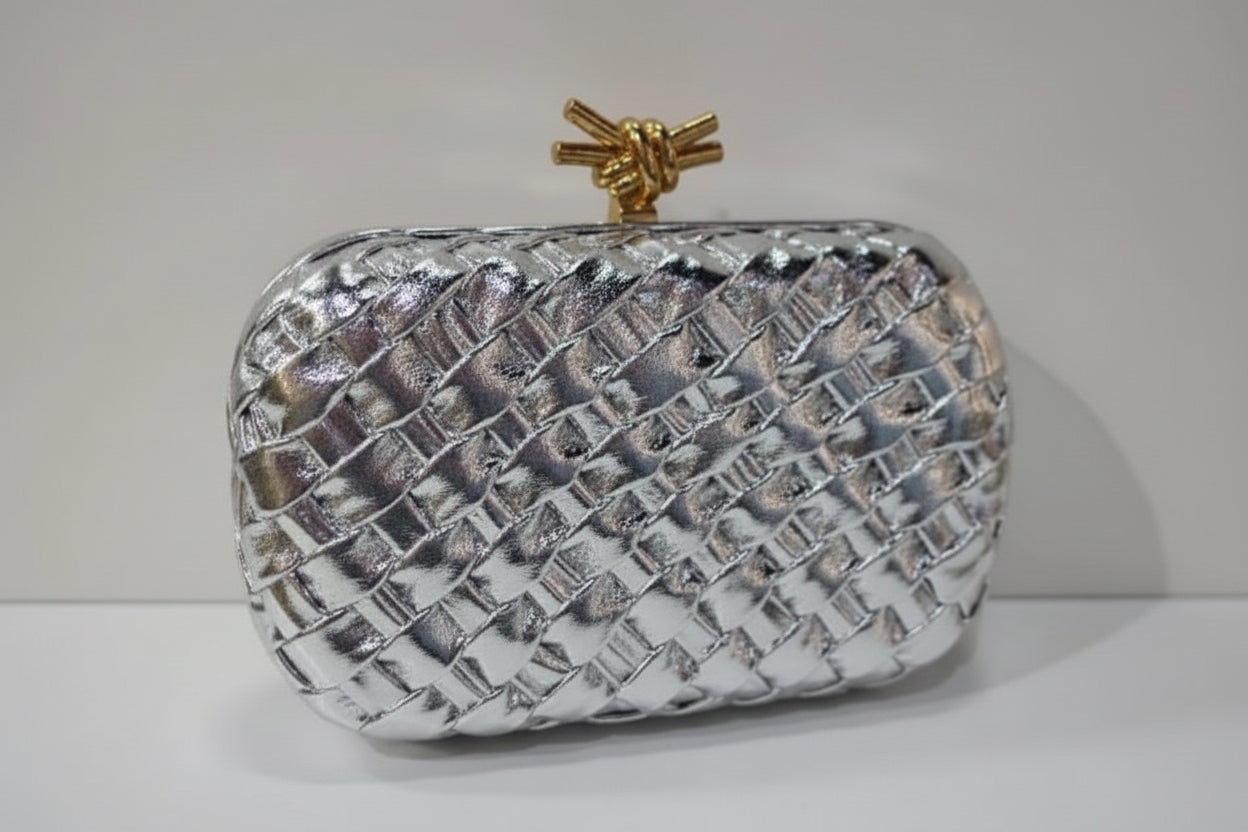 Metallic Woven clutch knot style