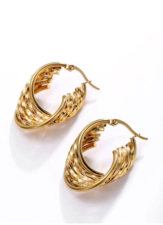 18k Gold Plated Twisted Hoop Earrings