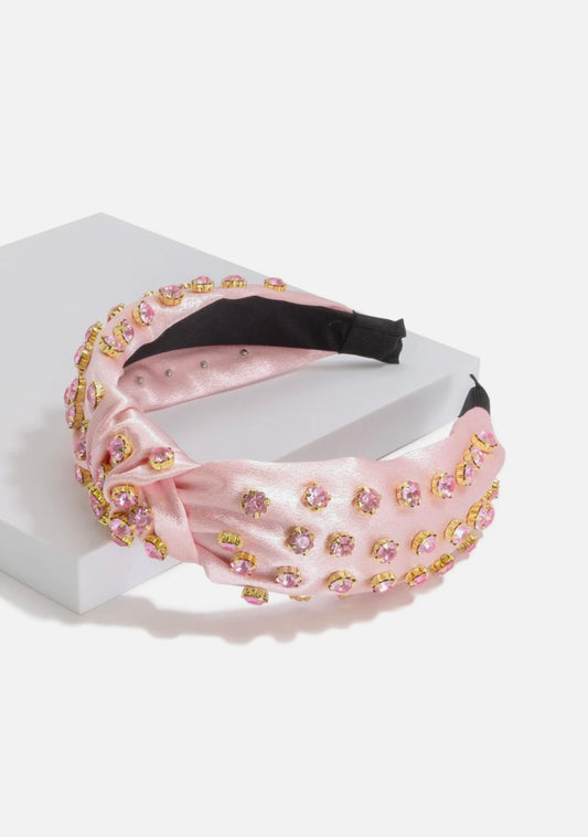 Pink Rhinestone Top knot Headband