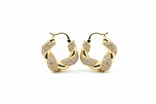 Twisted Hoop Earring - Small Pave
